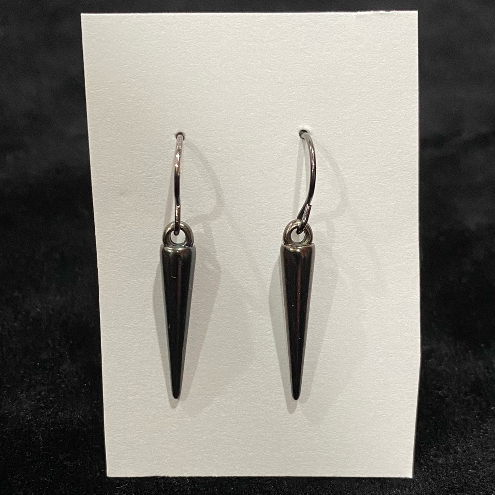 FOREVER 21 Black Brushed Metal Metallic Pointy Dangly Dangle Earrings